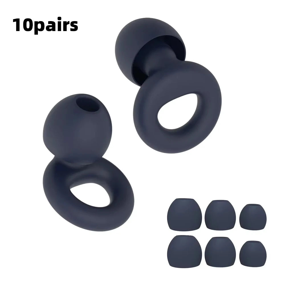 Silicone Earplugs 4 Pairs - Reusable Hypoallergenic Ear Plugs for Swimming & Sleep Noise Reduction (XS S M L)
