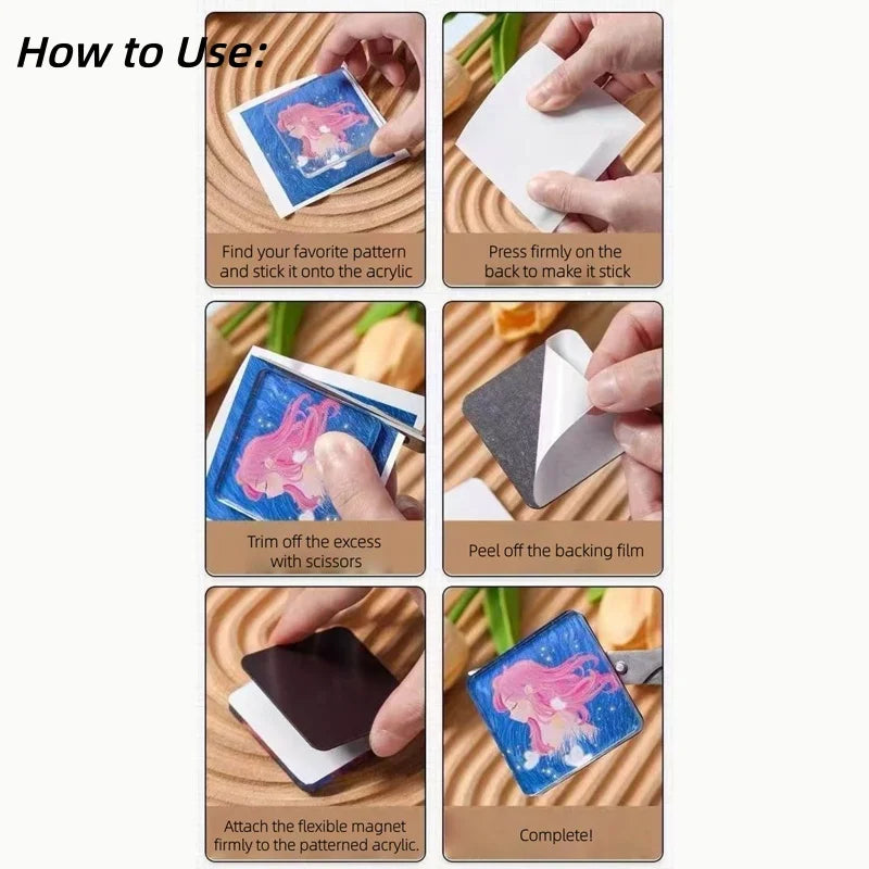 DIY Fridge Magnet Kit – 50 or 100 Pack Transparent Acrylic Magnets with Adhesive Backing (50 x 50 x 2 mm | 2.0 x 2.0 x 0.08 in)