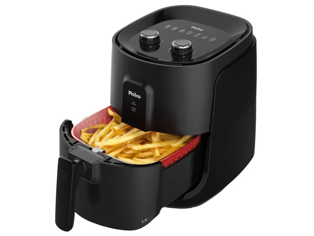 Air Fryer 5.5L (5.8 qt) Square Basket – 1500W Black, 220V, 360° Hot Air, 0–60 min Timer