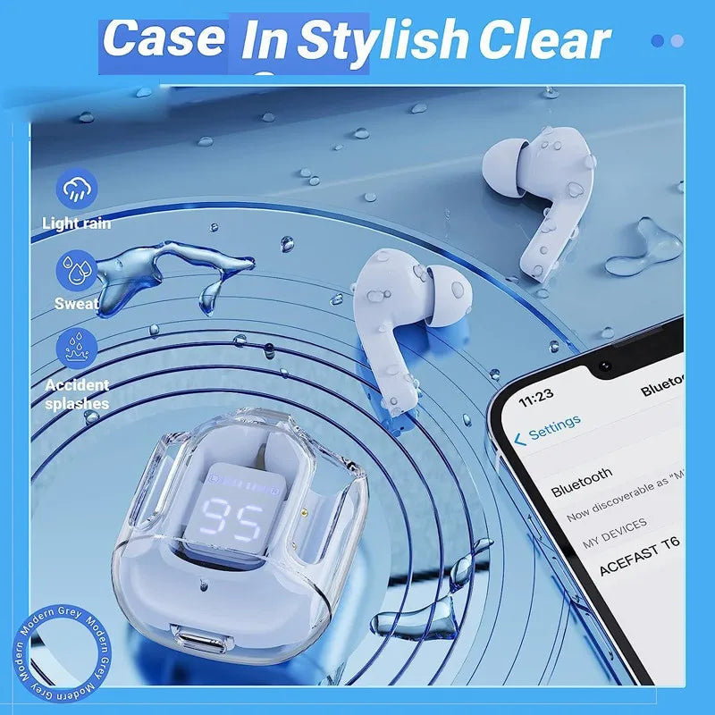Bluetooth Noise-Cancelling TWS Earbuds with Digital Display Charging Case Hi-Fi Stereo