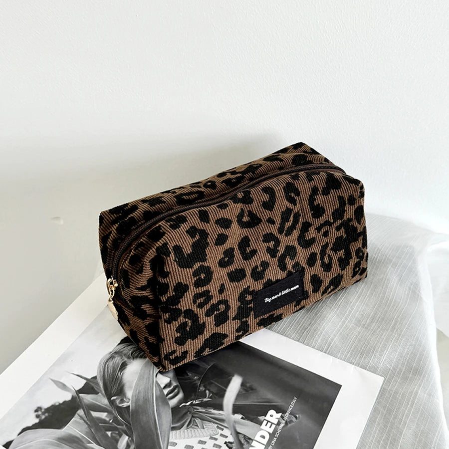 Leopard Print Makeup Bag - Large Capacity Organizer