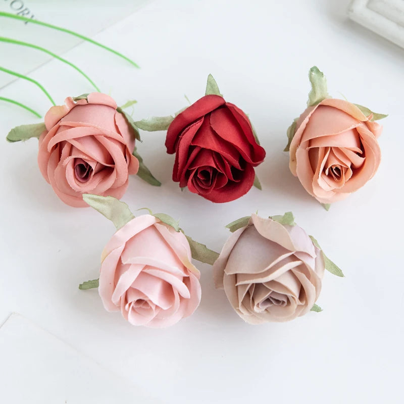 Silk Rose Head Artificial Flowers - 5 or 10-Pack for Wedding & Home Decor, DIY Garland and Flower Wall