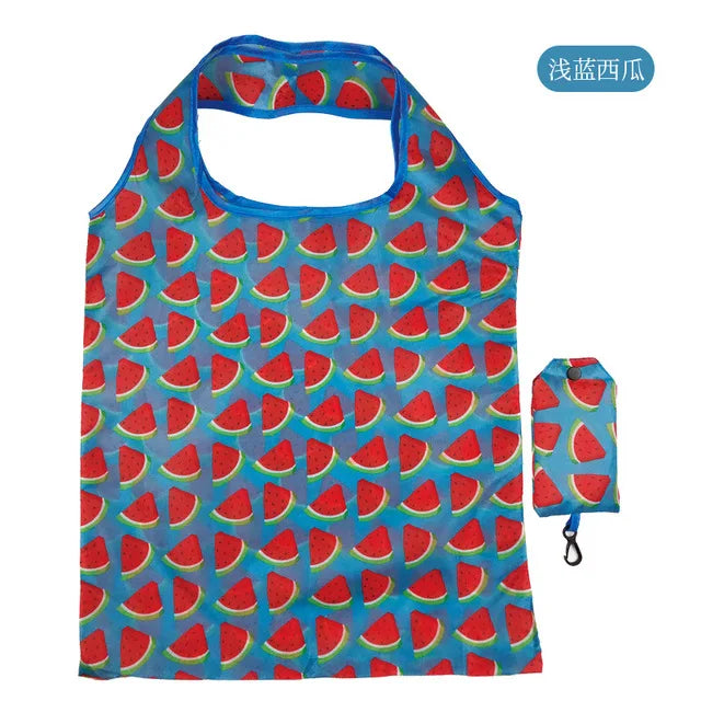 Foldable Reusable Grocery Tote Bag, Lemon Print Eco-Friendly Travel & Beach Pouch