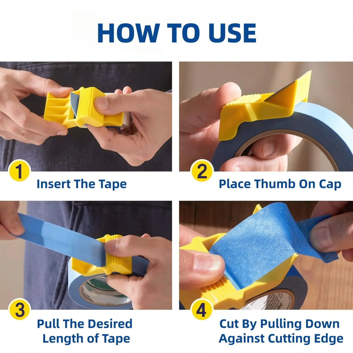3-Pack Handheld Tape Dispenser Set for Masking and Paper Tape Cutter — DIY Crafts