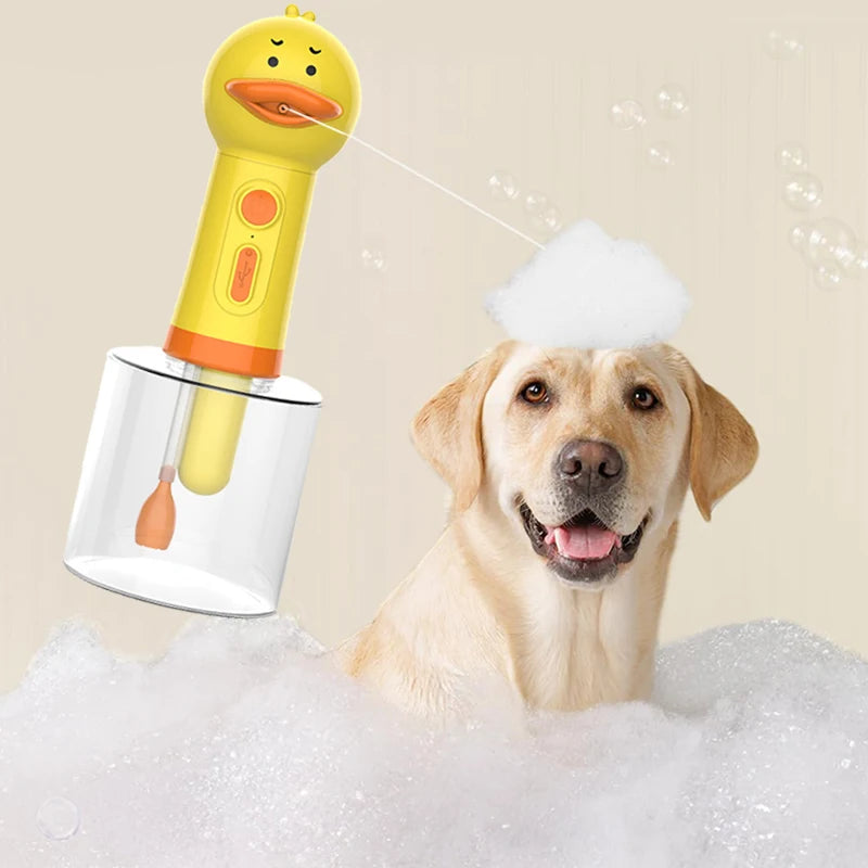 Yellow Duck Pet Foam Soap Dispenser – USB Rechargeable Automatic Foaming Dog Bath Sprayer