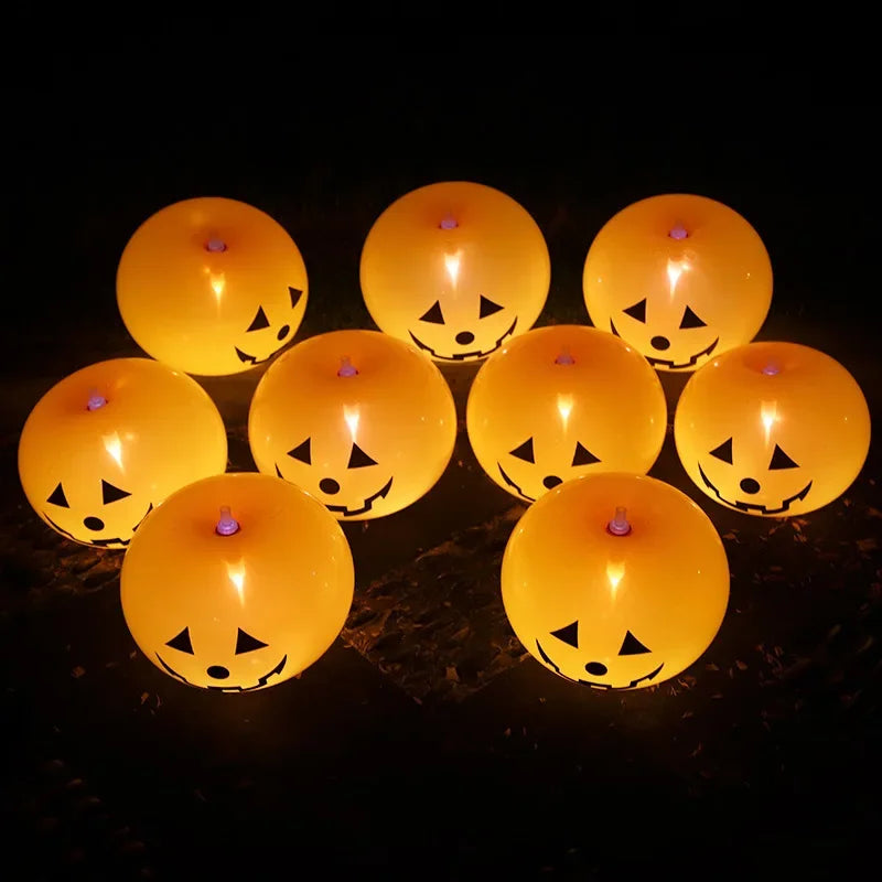 Halloween LED Light-Up Balloons Glowing Party Balloons for Haunted House, Home & Festival Decorations