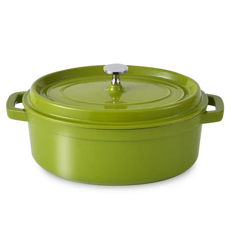 Oval Enamel Cast Iron Dutch Oven 31 cm (12.2 in) with Glass Lid - Nonstick Oval Casserole Pot