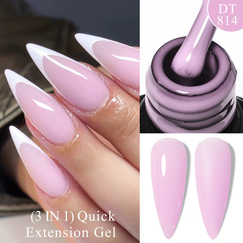7ml Quick Extension Gel Nail Polish – Glitter Pink, Gold, Purple, Milky White | UV/LED Builder Gel for Nail Extensions