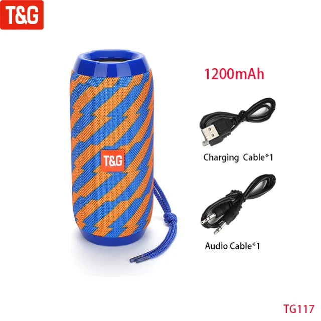 Portable Wireless Bluetooth Speaker 10W — TWS, FM Radio, IPX5 Waterproof, 1200mAh Handsfree