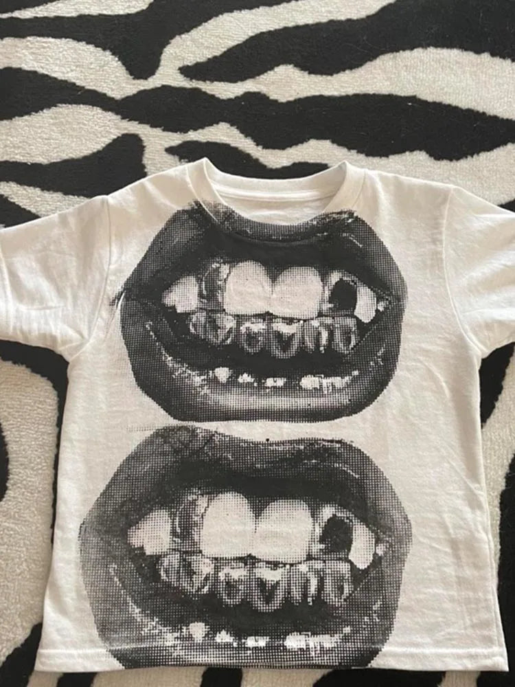 Y2K Punk Baby Tee – Women's Gothic Short Sleeve Street T-Shirt