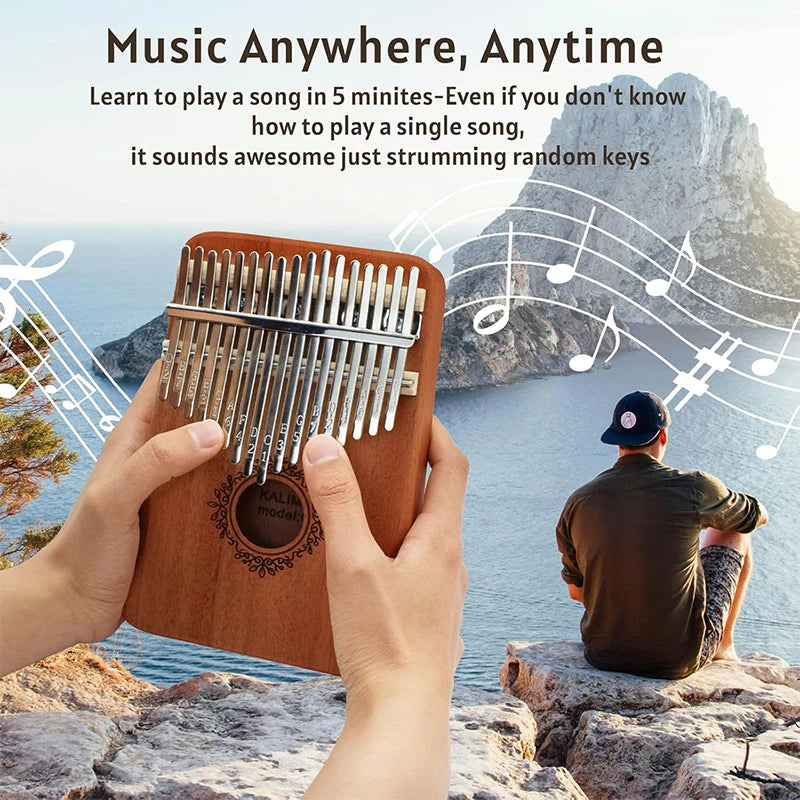 17 & 21-Key Kalimba Thumb Piano Finger Piano — Mahogany Mbira with Tuning Kit for Beginners