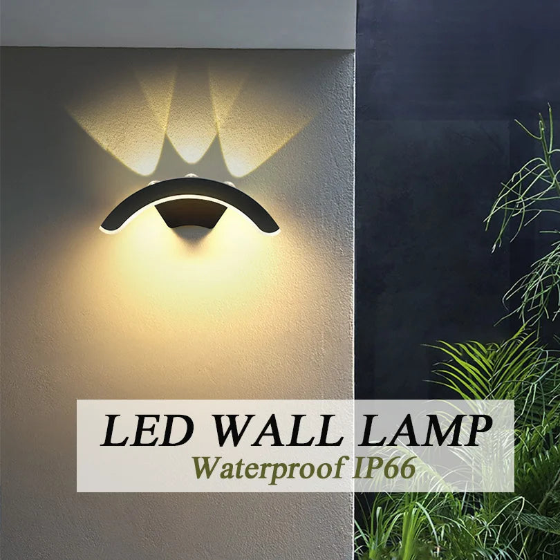 IP66 Waterproof 10W LED Outdoor Wall Sconce - Warm White Garden Balcony Exterior Light AC 85-265V