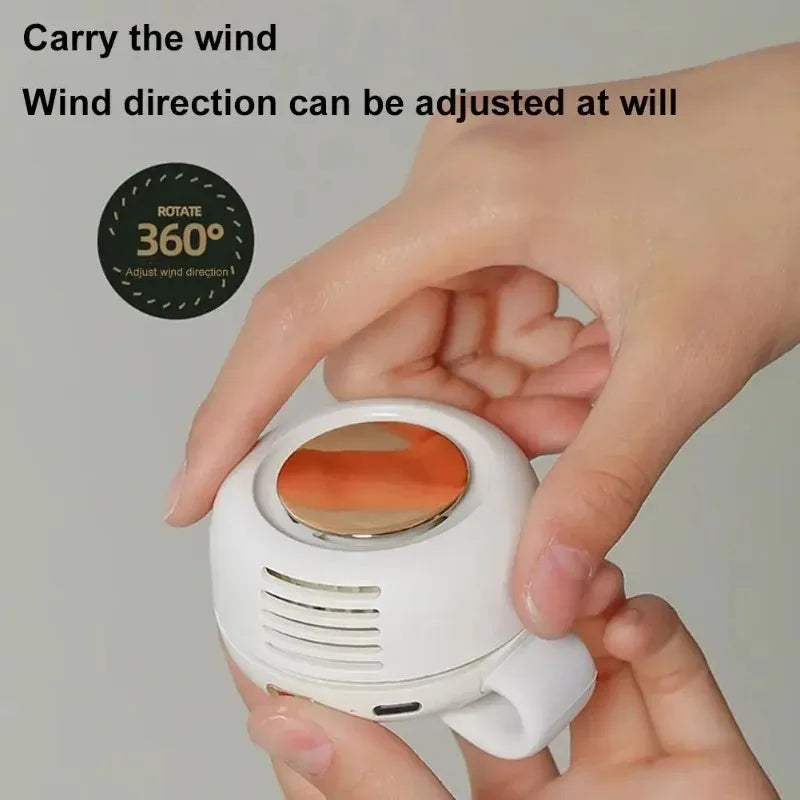 Portable Bladeless Clip-On Waist Fan 3-Speed Silent USB Rechargeable Hands-Free Cooling for Travel Cycling Camping