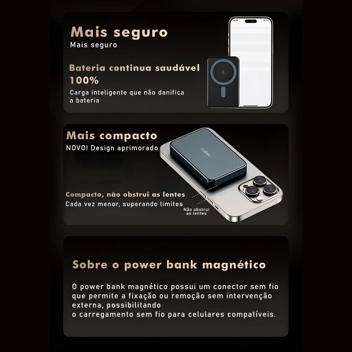 Magnetic Wireless Power Bank 20W Portable Charger - USB-C Two-Way Quick Charge Metal External Battery