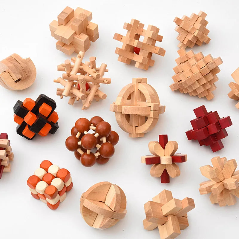 Wooden Lu Ban Brain Teaser 3D Puzzle – Educational Logic Game for Kids & Adults