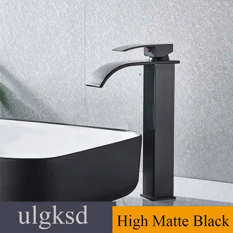 Waterfall Basin Faucet - Single Handle Deck-Mounted Mixer Tap for Bathroom Sink (Hot & Cold)