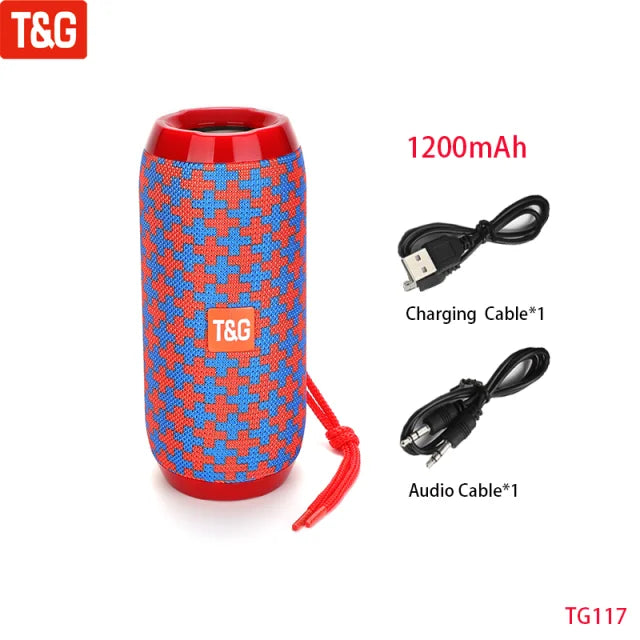 Portable Wireless Bluetooth Speaker 10W — TWS, FM Radio, IPX5 Waterproof, 1200mAh Handsfree
