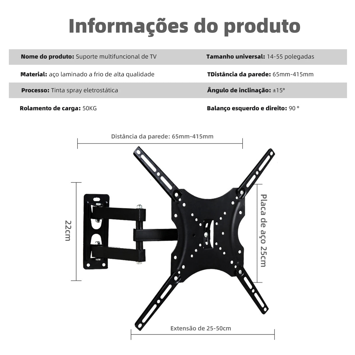 Articulating Wall Mount for 14-42 Inch TVs (35-107 cm) – Full-Motion Tilt & Swivel Monitor TV Bracket