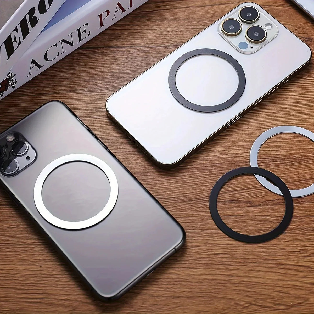 Universal Magnetic Metal Plate Ring for MagSafe Wireless Chargers – Adhesive Iron Sticker for Car Phone Holder