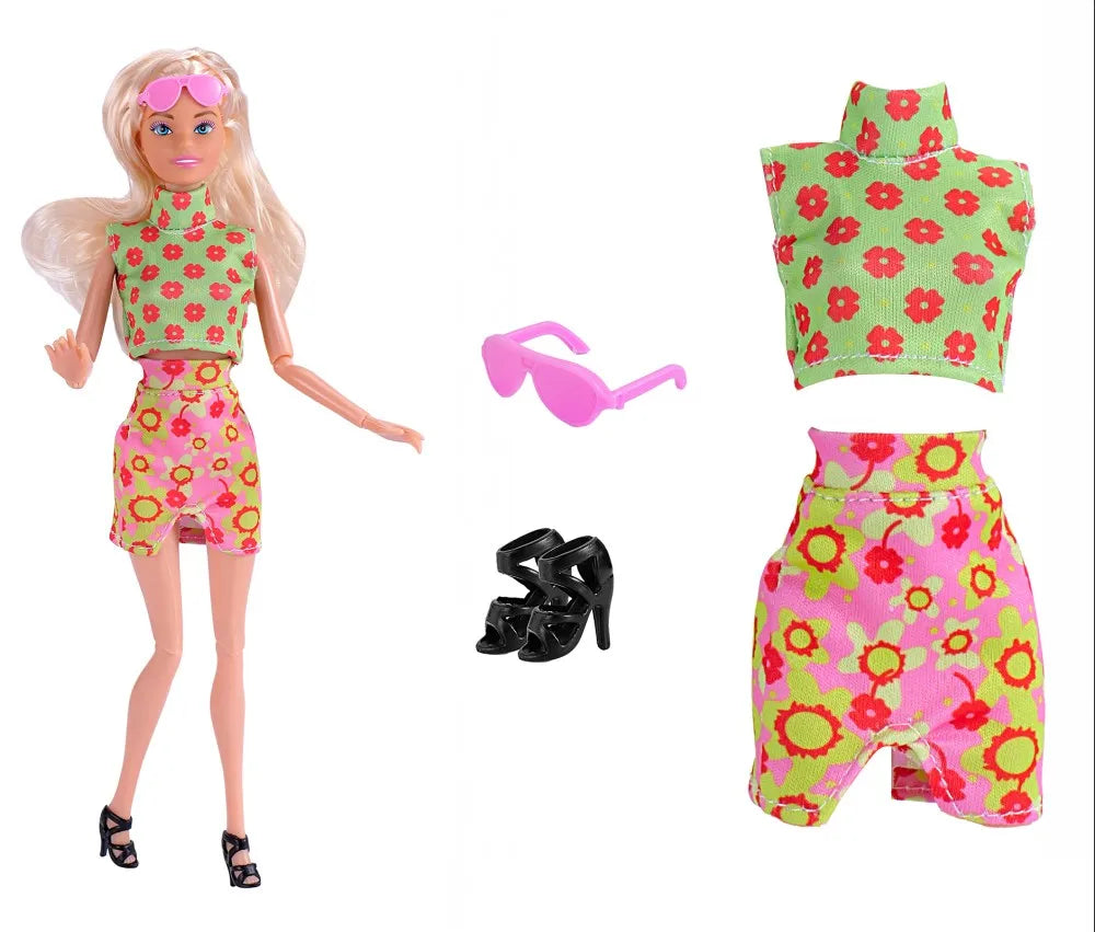 30cm Doll Clothes 1-Set Pink Fashion Outfit - Tops, Skirt, Shoes & Necklace for 11–11.8 in Dolls (BJD, Fashion Dolls)