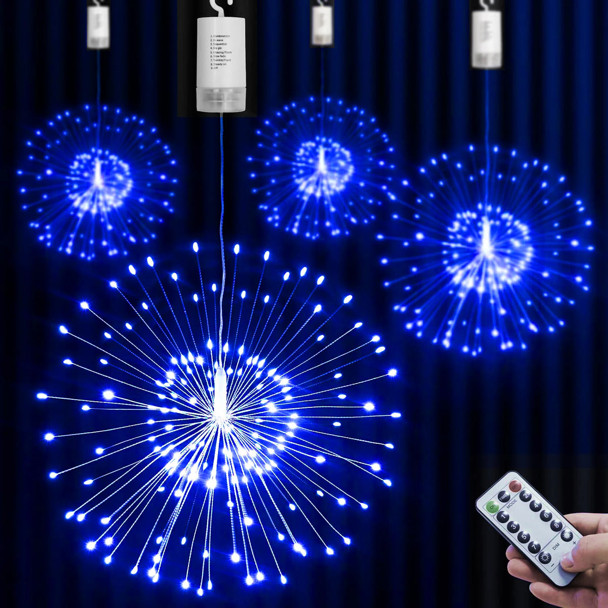 150/200 LED Starburst Fairy String Lights with Remote - Hanging Twinkle Garland for Christmas & Parties