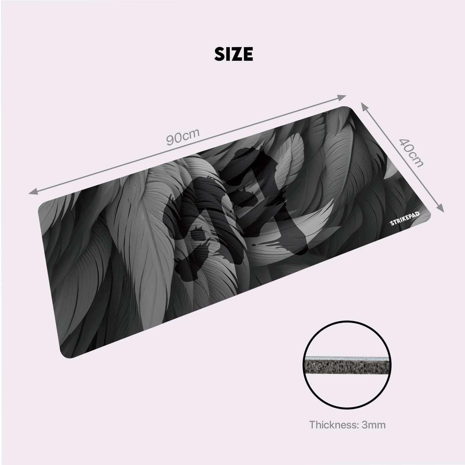 Holographic Gaming Mouse Pad 490 x 420 x 3 mm (19.3 x 16.5 x 0.12 in) Waterproof No-Edge Stitching