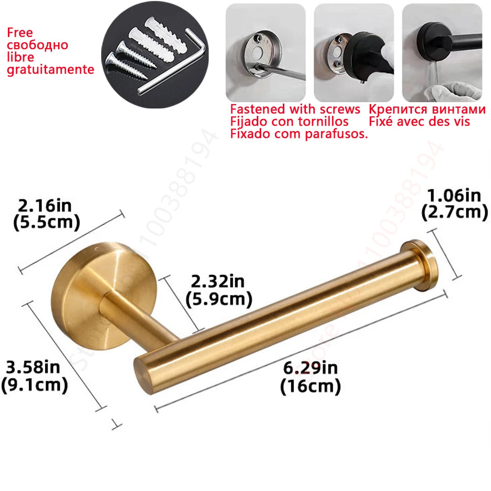 Self-Adhesive Stainless Steel Toilet Paper Holder — No-Drill Wall Mount Tissue & Towel Dispenser (Holds up to 30 cm / 11.8 in)