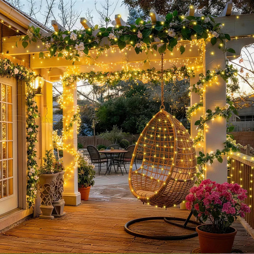 50M (164 ft) Warm White LED Fairy String Lights with EU Plug Waterproof Indoor Outdoor Christmas Party Garland
