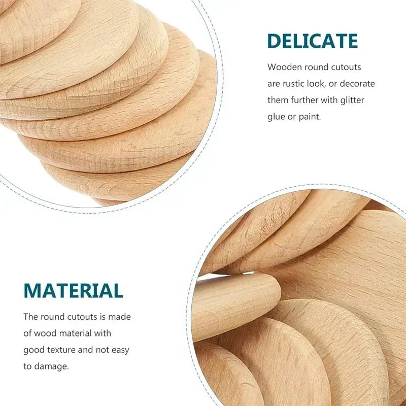 50/100 Pack 4–7 cm (1.57–2.76 in) Unfinished Beech Wood Rounds – Smooth DIY Craft Discs for Painting, Laser Engraving & Home Decor