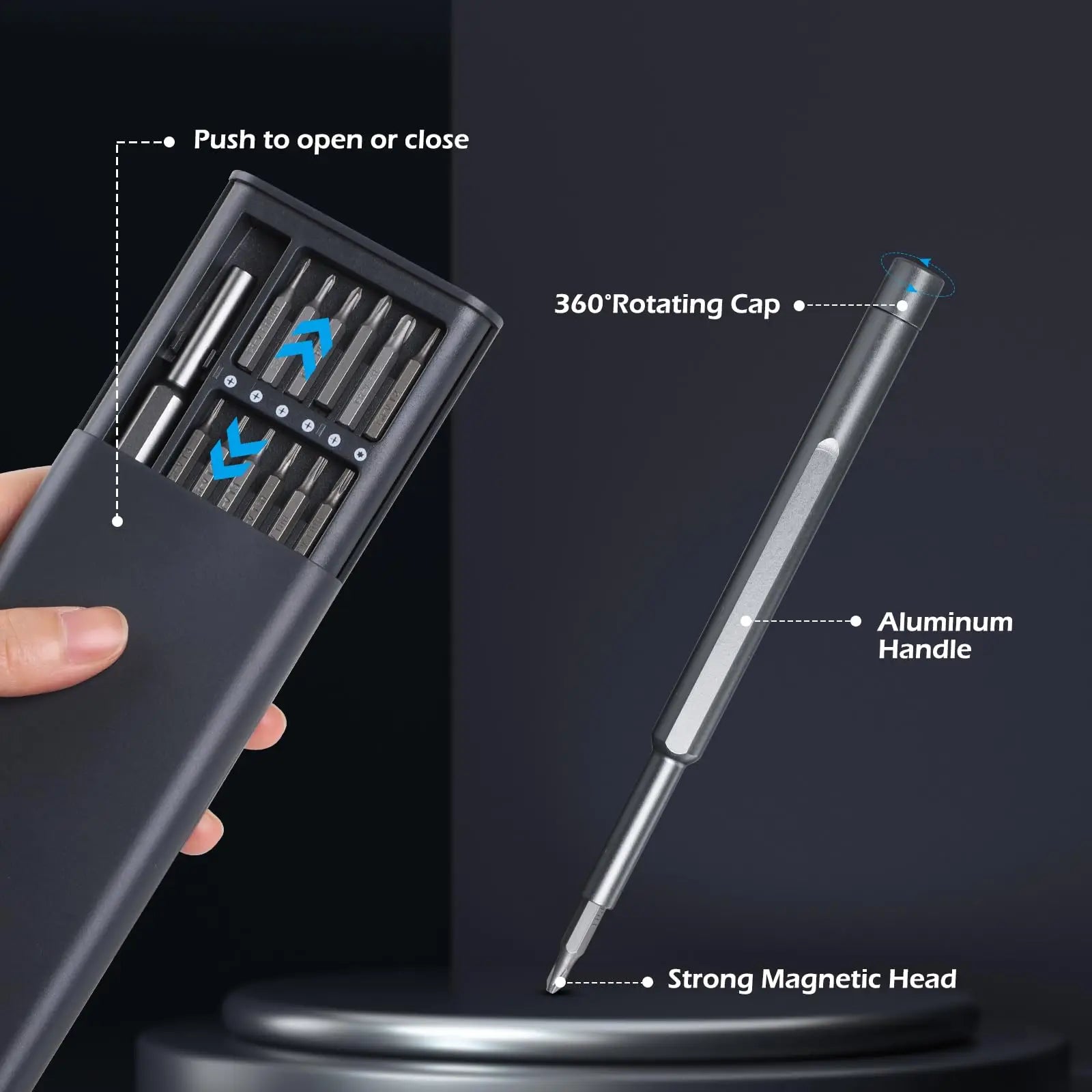 25-in-1 Precision Magnetic Screwdriver Kit - S2 Bits for iPhone, PC, Laptop, Watch, Camera, Glasses