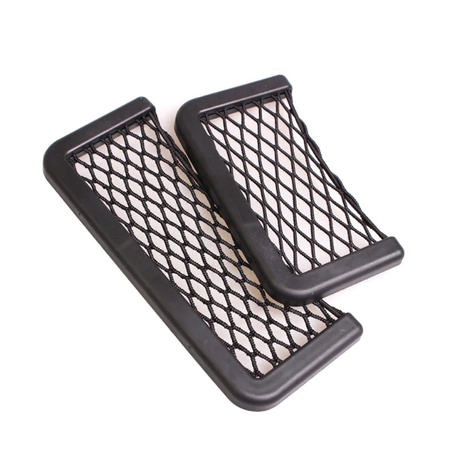 Car Back Seat Mesh Storage Net – Elastic Adhesive Organizer Pocket for Phone & Small Items