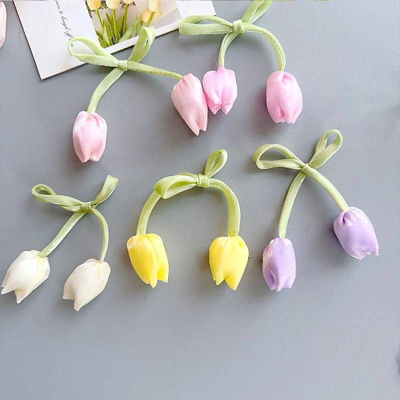 20-Pack Artificial Tulip Flower Hair Clips – DIY Hair Accessories & Headband Embellishments