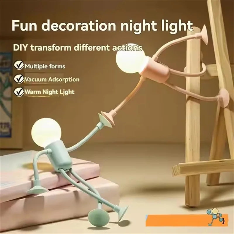 Mini Poseable Athlete Night Light with Suction Cup - Battery-Operated One-Touch Desk & Nursery Lamp