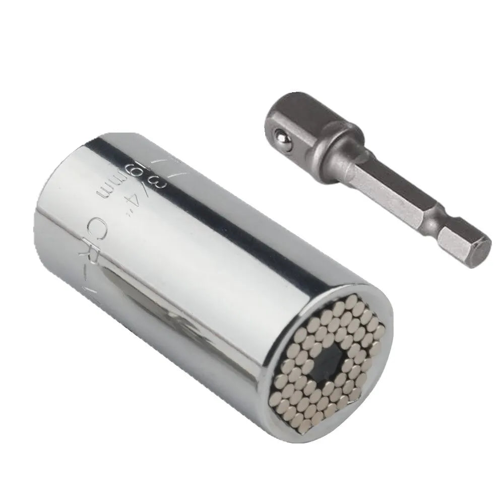 Multifunctional Magic Socket Wrench 7–19mm (0.28–0.75 in) with Extension Rod & Electric Drill Adapter