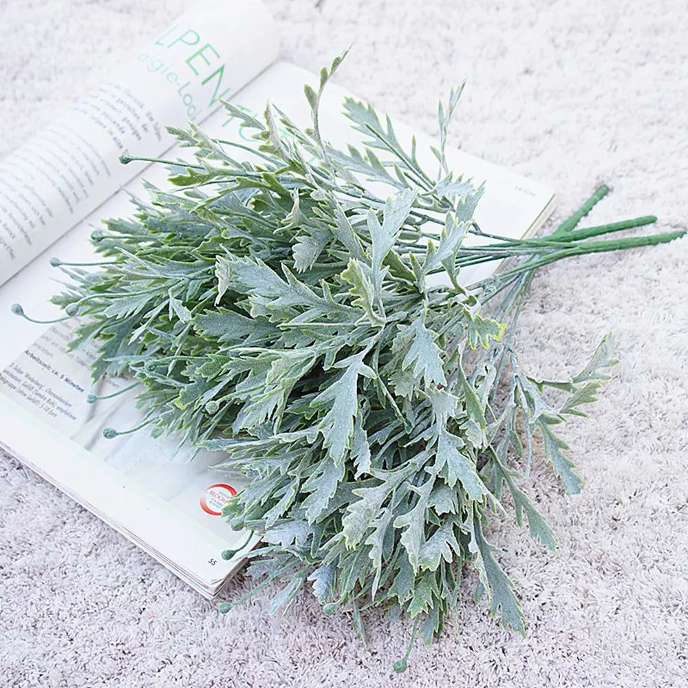 5-Pack Artificial Chrysanthemum Leaf Stems – Faux Greenery for Home Decor, Vases, Weddings, Photography, Wreaths & DIY