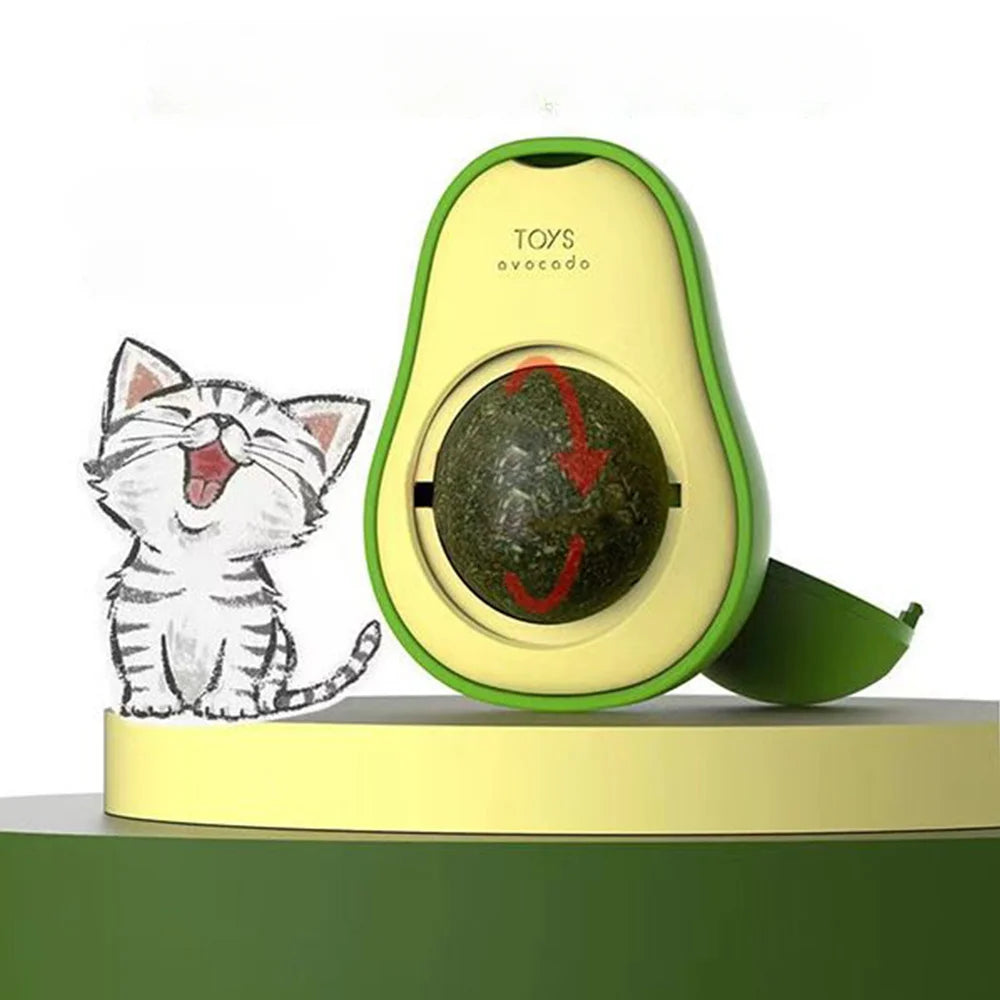 Avocado Catnip Ball Rotating Wall-Mounted Toy for Kittens – Mint Chew Ball for Cat Teeth Cleaning