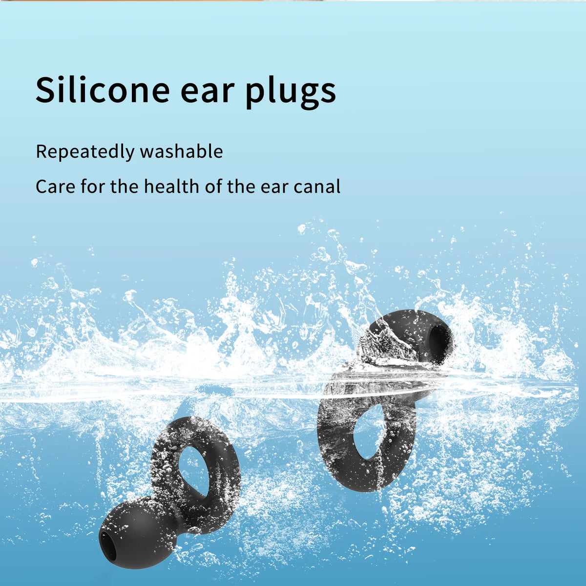Silicone Earplugs 4 Pairs - Reusable Hypoallergenic Ear Plugs for Swimming & Sleep Noise Reduction (XS S M L)