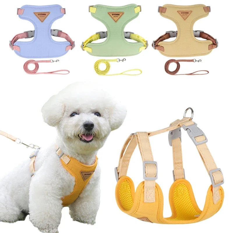 Breathable No-Pull Puppy Harness and Leash Set for Small & Medium Dogs and Cats, Ideal for French Bulldog Chihuahua Poodle