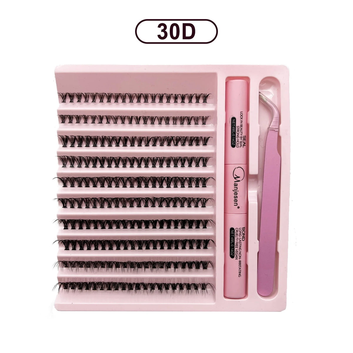 DIY Eyelash Extension Kit – Cluster Lashes with Dual-Ended Bond & Seal Glue, Tweezers and Makeup Accessories