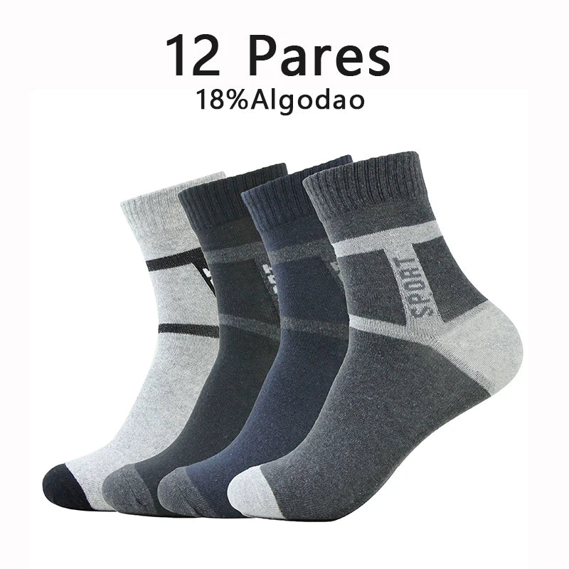 12-Pack Men's Breathable Cotton Blend Mid-Crew Athletic Socks EU 39-45 (US 6-11) Quick-Dry Summer