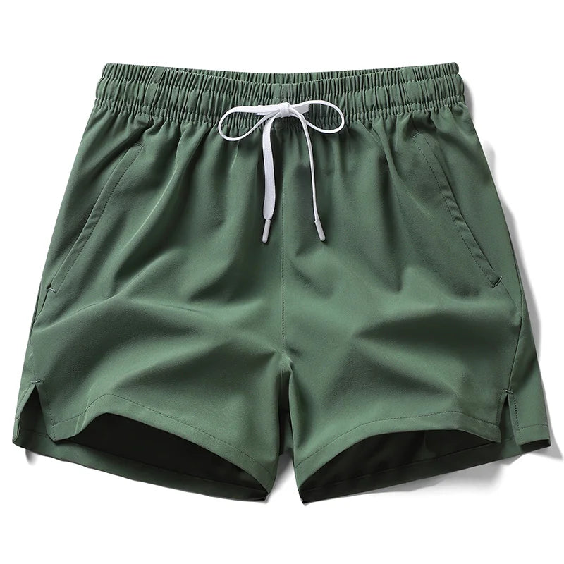 Unisex Lightweight Running Shorts with Zipper Pockets - Quick-Dry Athletic and Beach Shorts