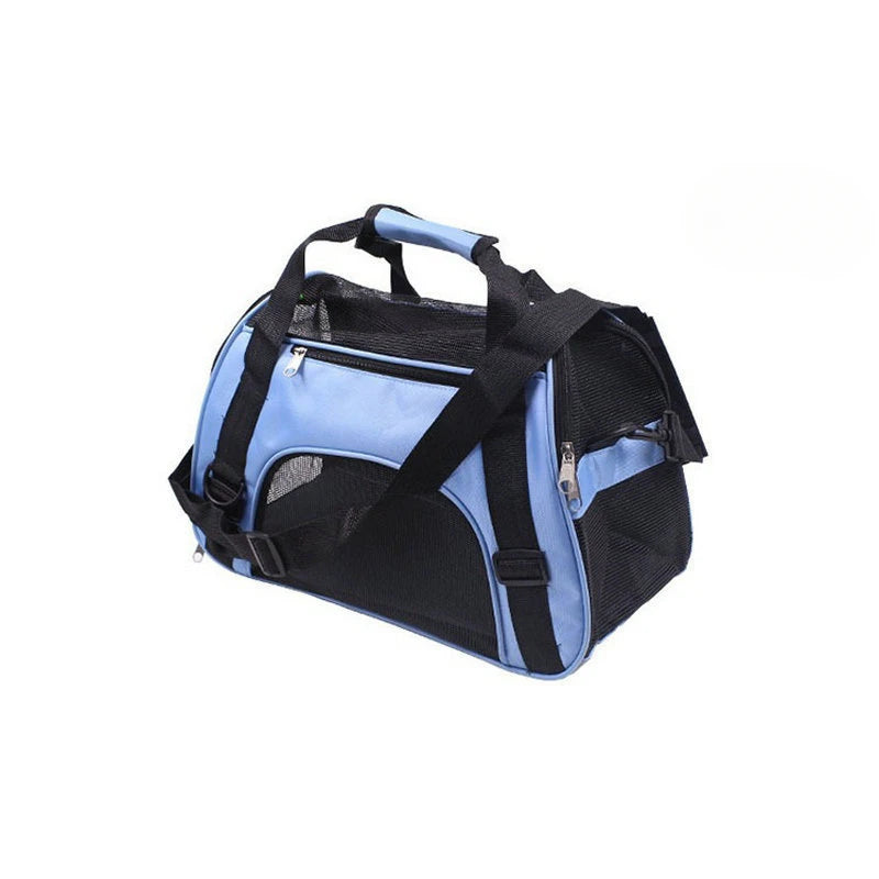 FanzyMarket small portable pet carrier bag with breathable mesh, soft-sided design, adjustable shoulder strap, suitable for dogs and cats.
