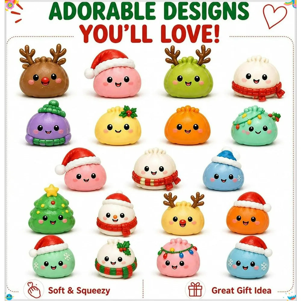 Christmas Dumpling Squishies Advent Calendar - 24-Day Blind Box Countdown Stress Relief Gifts