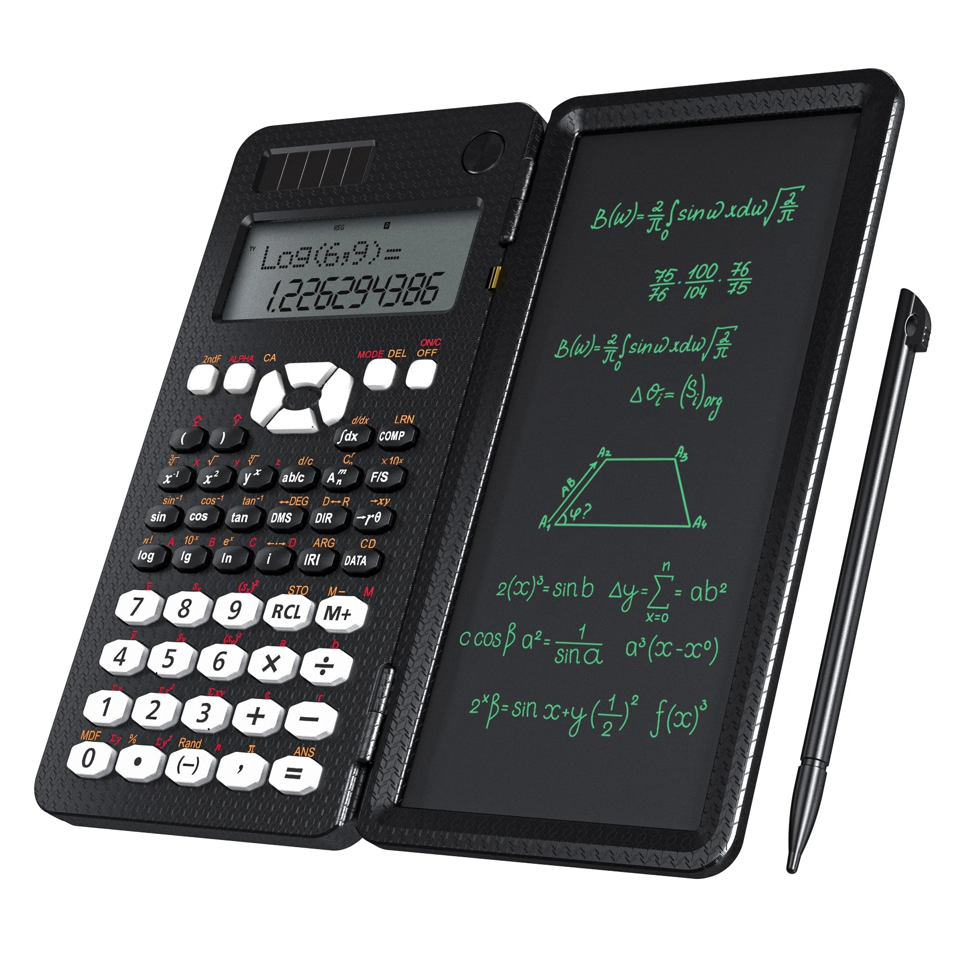Scientific Calculator with 6.5-Inch (16.5 cm) Writing Tablet — 349-Function Engineering & Financial Calculator, Solar + Battery, Foldable Portable for Students & Office