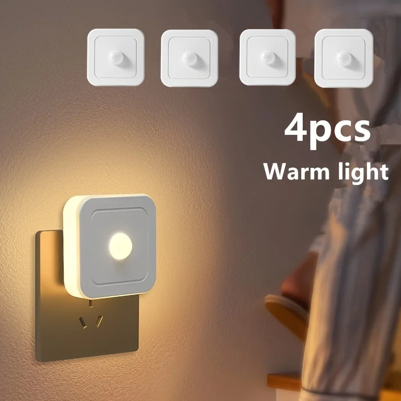 4-Pack LED Motion Sensor Night Lights Plug-In for Hallway Bedroom Staircase Kitchen Bathroom