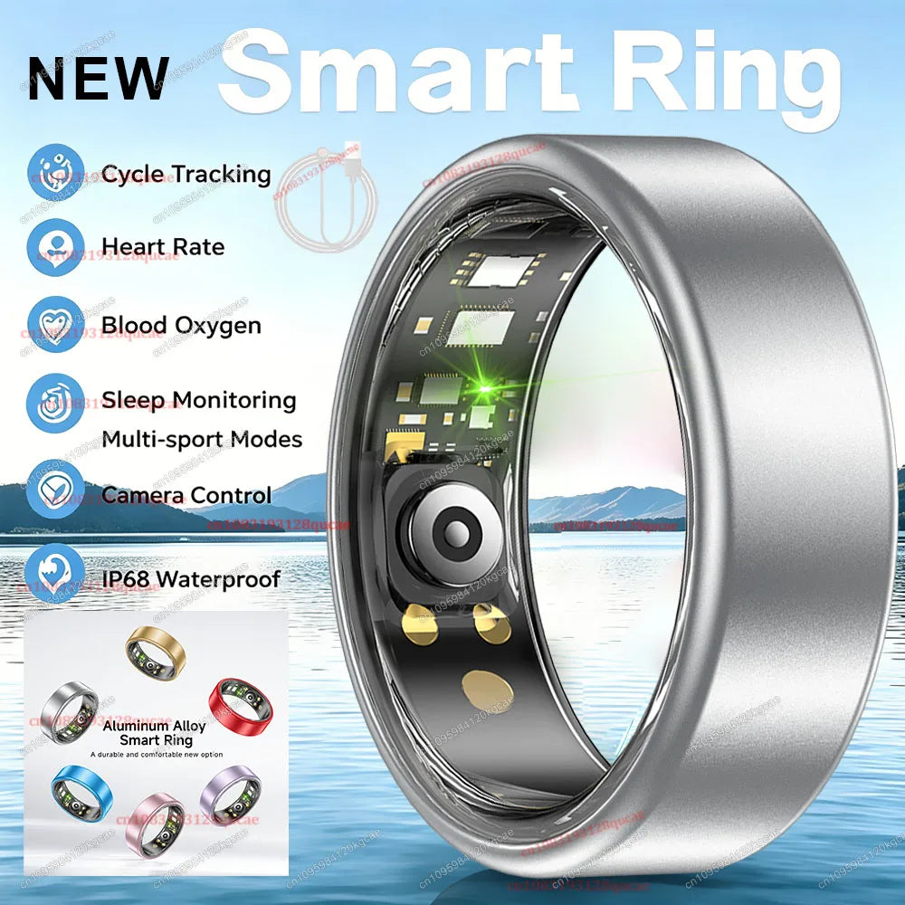 Smart Ring with Charging Case – Unisex Health Tracker, Heart Rate & SpO2 Monitor, Sleep Tracking, IP68 Waterproof, Multi-Sport Modes, Multiple Sizes