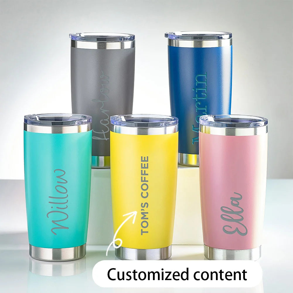 Personalized Engraved Stainless Steel Insulated Travel Tumbler - Custom Name Reusable Travel Mug Gift for Men and Women
