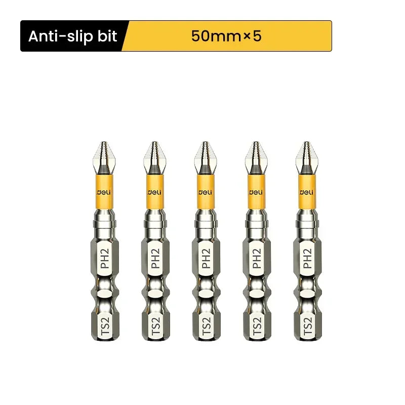 Magnetic Drill Bit Set – Chrome-Vanadium Non-Slip Cross & Hex Bits, Multiple Lengths up to 150 mm (5.9 in) for Electric Drills