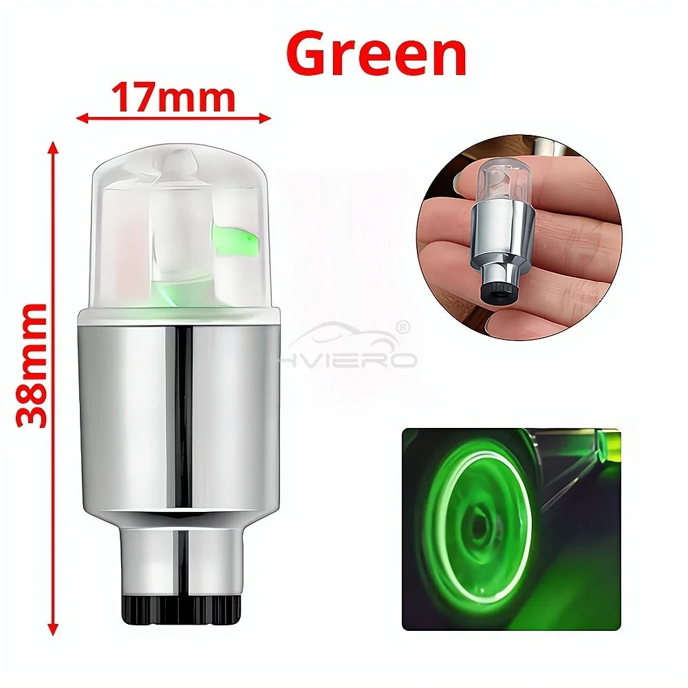 2-Pack LED Valve Stem Wheel Lights 12V Neon Tire Caps for Car Motorcycle Bicycle - RGB Waterproof