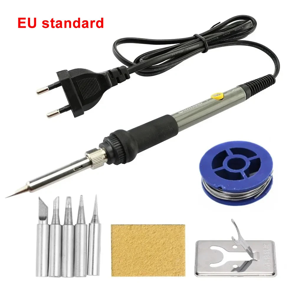 Adjustable Temperature 60W Electric Soldering Iron with Interchangeable Tips - Precision Soldering Repair Tool